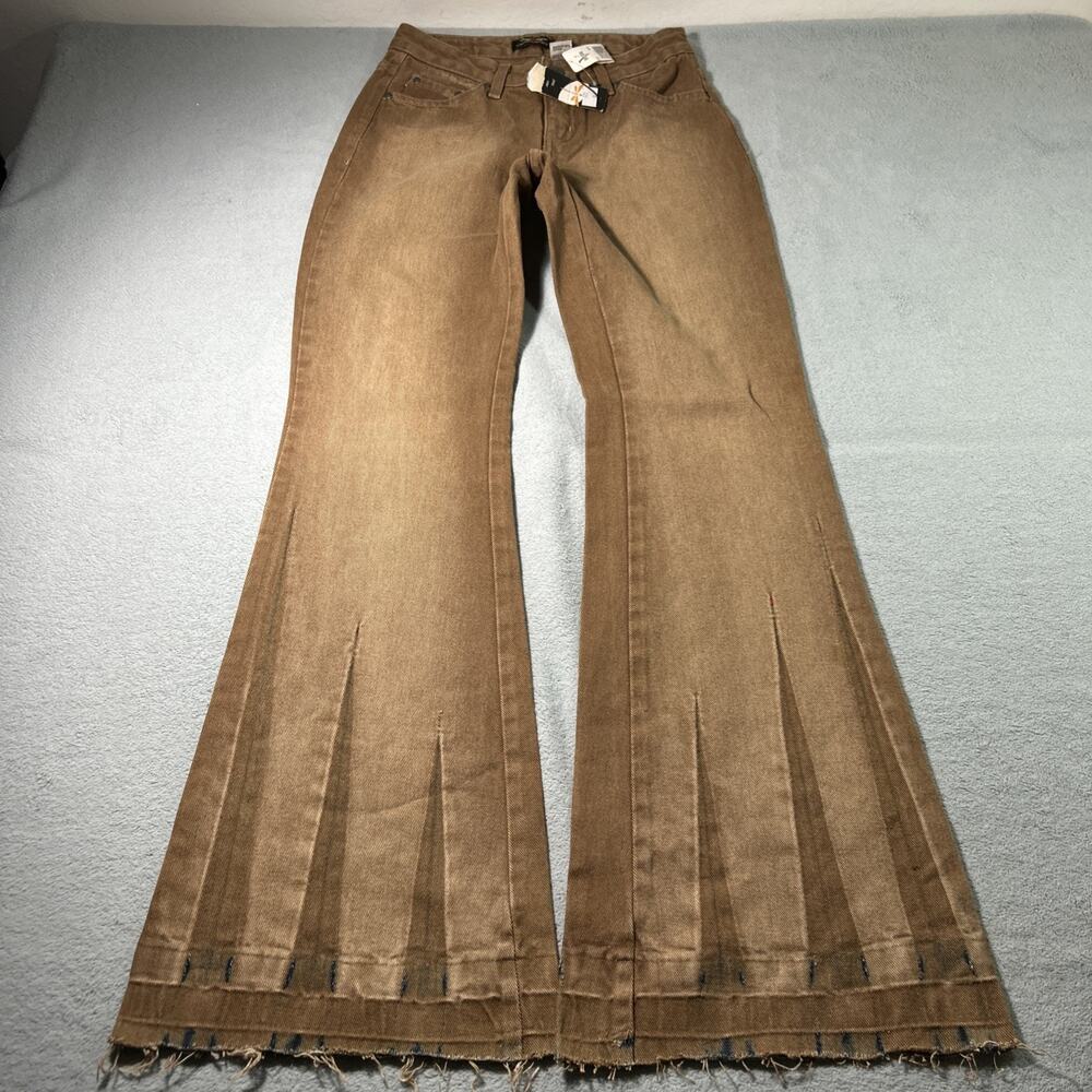 Y2k 2000s Gothic Whimsical Flared Dojo Bootcut Pants 28x33 Deadstock Striped NWT